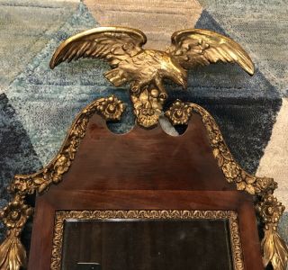 Antique Federal Gold Gilt Gilded Wood Carved Eagle Mirror 4