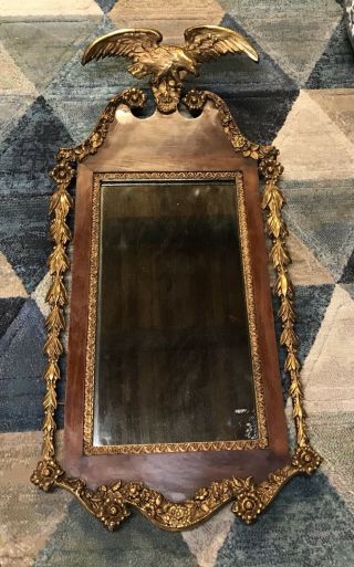 Antique Federal Gold Gilt Gilded Wood Carved Eagle Mirror 8