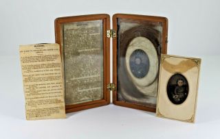 Antique 1871 Memoriam For 2 Year 9 Month Child Blanche,  Wood Box Tin Type Hair
