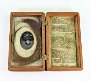 Antique 1871 Memoriam for 2 Year 9 Month Child Blanche,  Wood Box Tin Type Hair 4