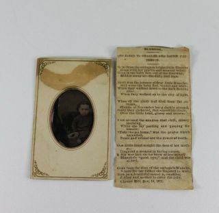 Antique 1871 Memoriam for 2 Year 9 Month Child Blanche,  Wood Box Tin Type Hair 5