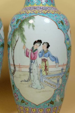 Pair Chinese Famille Rose Porcelain Vases. 2