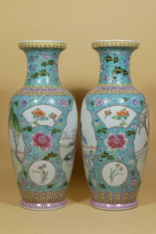 Pair Chinese Famille Rose Porcelain Vases. 3