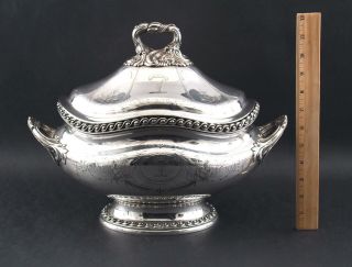 Large Antique Victorian English Sheffield Silverplate Soup Tureen