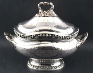 Large Antique Victorian English Sheffield Silverplate Soup Tureen 2