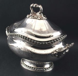 Large Antique Victorian English Sheffield Silverplate Soup Tureen 7