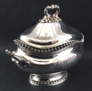 Large Antique Victorian English Sheffield Silverplate Soup Tureen 8