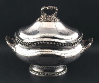 Large Antique Victorian English Sheffield Silverplate Soup Tureen 9