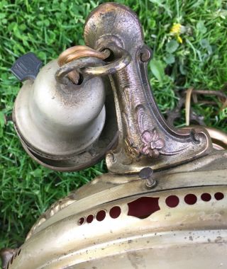 Antique Art Nouveau Ceiling Electric 5 Light Fixture Ornate Brass W/CAST ARMS 7