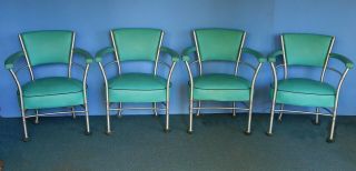 vtg 4 chairs Warren Mcarthur art deco mid century modern sun room patio aluminum 12