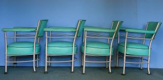 vtg 4 chairs Warren Mcarthur art deco mid century modern sun room patio aluminum 7