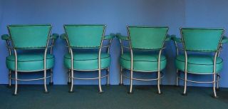 vtg 4 chairs Warren Mcarthur art deco mid century modern sun room patio aluminum 8