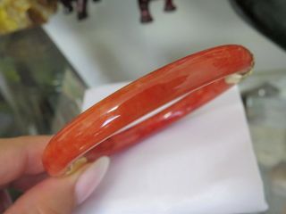 Vintage 18K Gold Translucent Natural Blood Red Jadeite Jade Hinged Bracelet 57MM 9