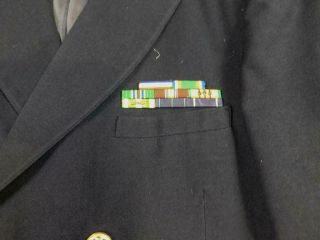 US Navy COMMANDER JACKET w/Ribbon Bar; Dark Blue; Line Officer 2