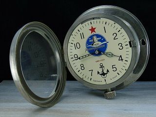 Vintage Vostok 1954 Ussr 8 Days Soviet Navy Boat & Ship Submarine Cabin Clock