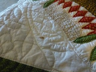 HANDMADE QUILT - CA.  1872 CALICOS,  HAND - PIECED AND INTRICATE QUILTING BY HAND - W.  VA 11