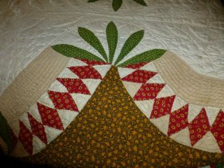 HANDMADE QUILT - CA.  1872 CALICOS,  HAND - PIECED AND INTRICATE QUILTING BY HAND - W.  VA 8