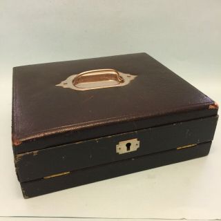 Old Edwardian Antique Writing Slope Vintage Box Inkwell