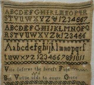 SMALL EARLY 19TH CENTURY BLUE STITCH WORK SAMPLER BY MARY CLOUT AGED 11 - 1814 2