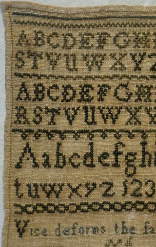 SMALL EARLY 19TH CENTURY BLUE STITCH WORK SAMPLER BY MARY CLOUT AGED 11 - 1814 4