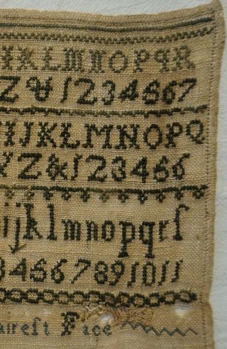 SMALL EARLY 19TH CENTURY BLUE STITCH WORK SAMPLER BY MARY CLOUT AGED 11 - 1814 5