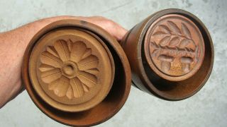 Two 19th Century Hand Carved Cupped Butter Molds,