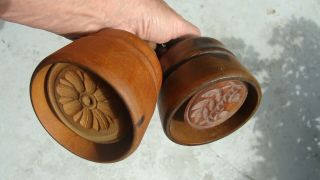 two 19th century hand carved cupped butter molds, 4