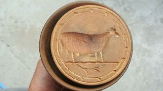 19th Century Hand Carved Cow Cupped Butter Mold,