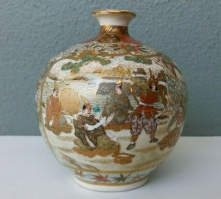 Satsuma - Fine Signed Antique Meiji Japanese Art Pottery Miniature Vase