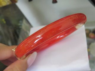 Vintage 18K Gold Translucent Natural Blood Red Jadeite Jade Hinged Bracelet 61MM 9