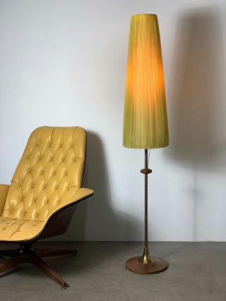 Vintage Mid Century Danish Modern Rare Modeline Floor Lamp Walnut Brass Pearsall 2