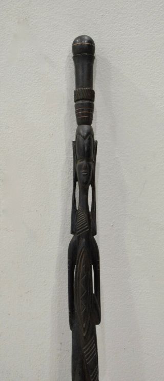 African Walking Stick Carved Ebony Wood Gogo Tribe Ebony Walking Stick