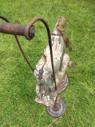 ANTIQUE TOY HORSE PUSH TROLLEY HOBBY HORSE CHILDS WALKER FOR RESTORATION 4