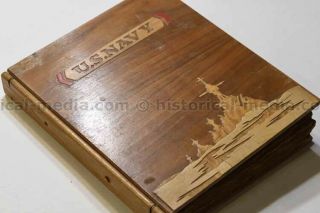Wwii Us Navy Photo Album - Wooden Cover -