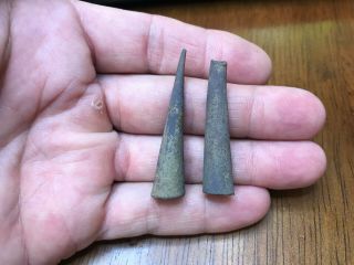 Dug Brass Cone Shaped Historic Indian Arrow Heads Points C.  1820 