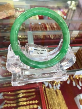 Translucent Natural Green Jadeite Jade Vintage Bangle Bracelet 54.  6mm