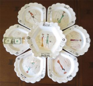 Set Vintage Arnaldo Miniati Modernist Italian Art Pottery Plates Firenze Italy 2