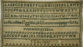 EARLY 19TH CENTURY ALPHABET & VERSE SAMPLER BY ELIZABETH MORTON - 1832 2