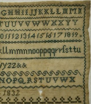 EARLY 19TH CENTURY ALPHABET & VERSE SAMPLER BY ELIZABETH MORTON - 1832 5