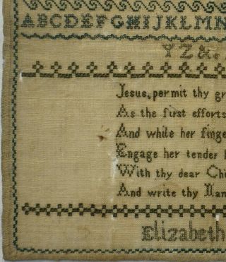 EARLY 19TH CENTURY ALPHABET & VERSE SAMPLER BY ELIZABETH MORTON - 1832 6