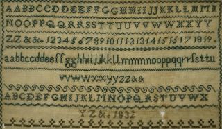 EARLY 19TH CENTURY ALPHABET & VERSE SAMPLER BY ELIZABETH MORTON - 1832 9