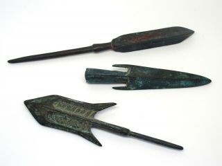 Three Ancient Roman Bronze Arrowheads