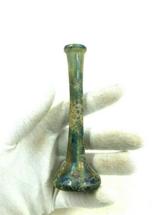 Roman Ca.  100 Ad Green Glass Bottle For Expensive Perfumes - Rare - R9