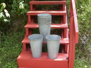 16 Vintage Old Galvanized Maple Syrup Sap Buckets Tapered