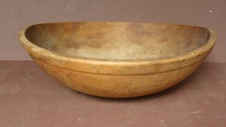 Large 19th C Maple Mixing Bowl W Raised Rim,  17 " X 14 1/2 " (out Of Round)