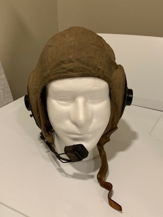 Us Navy Pilots Summer Flight Helmet With Headphones & Microphone Size Medium