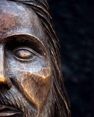 19th Century Hand Carved Jesus Christ Church Wooden Head Statue Rare Decorative