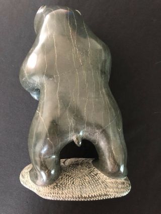 Vintage Inuit Polar Bear Stone Carving Certified By Canadian Government 7