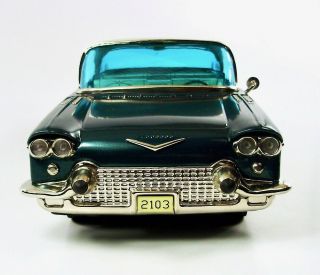 1957 Green Cadillac Eldorado 15” Japanese Tin Car w/Original Box by Marusan NR 6