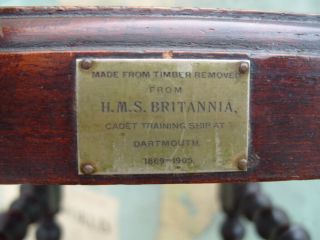 Rare Old Antique Edwardian Stool From H.  M.  S Britannia Timber Cadet Ship Vtg Boat